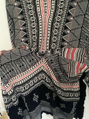 Black & Coral Beautiful Patterned Open Cardigan